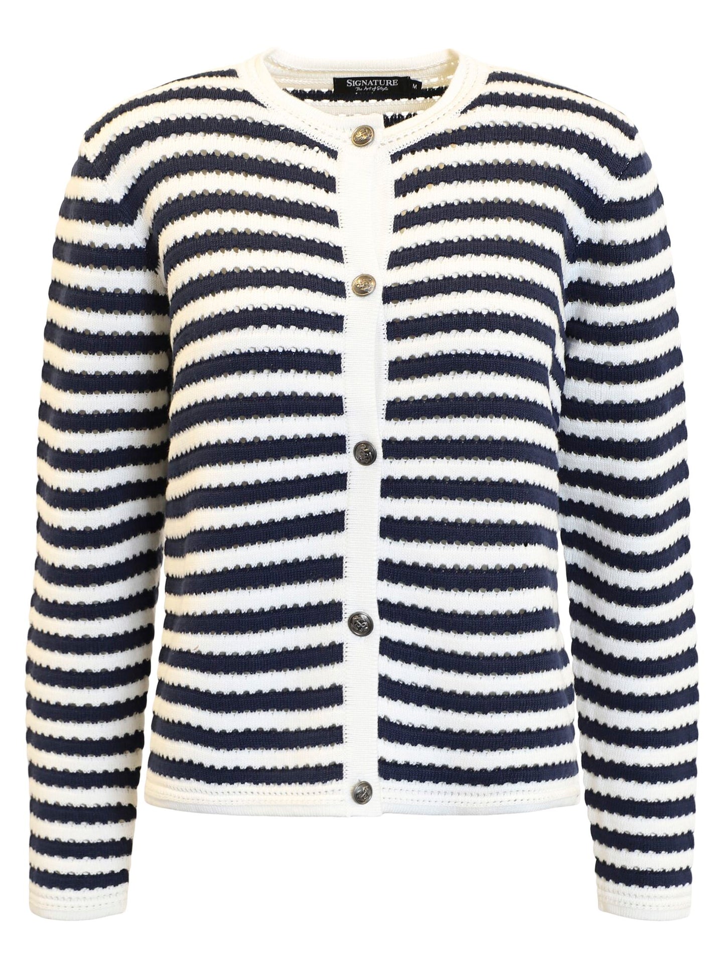 Signature- Cardigan Randig Blå/Offwhite